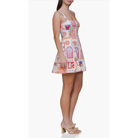 Avec Les Filles Dresses & Skirts - Avec Les Filles Sweetheart Neck Stamp Print Cotton Mini Sundress | Women’s 8